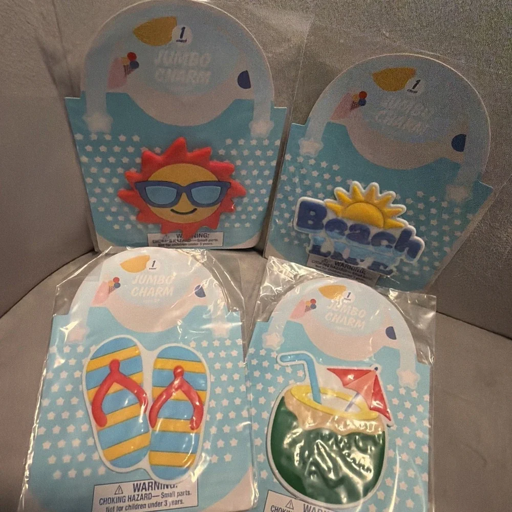 4 Jumbo Charms for Bogg Tote Bags - Sandal, Sun, Drink & Beach Life Set of 4